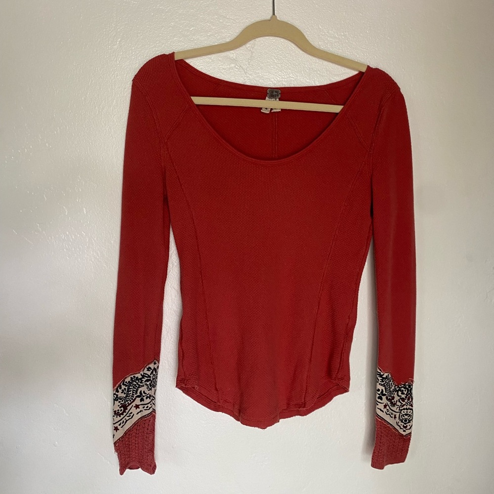 We are free brand long sleeve, crochet sleeve details